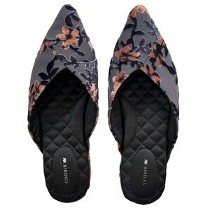 Birdies women’s The Swan Cherry Blossom mules shoes 8.5 Gray Velvet Floral